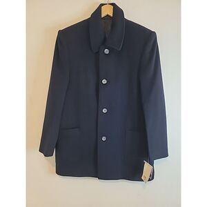 Women's Rabbit Fur Coat Size Small Navy Button NWT‎ Fall Winter Coat Wool ZLM